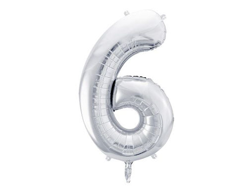 Picture of FOIL BALLOON NUMBER 6 SILVER 34 INCH